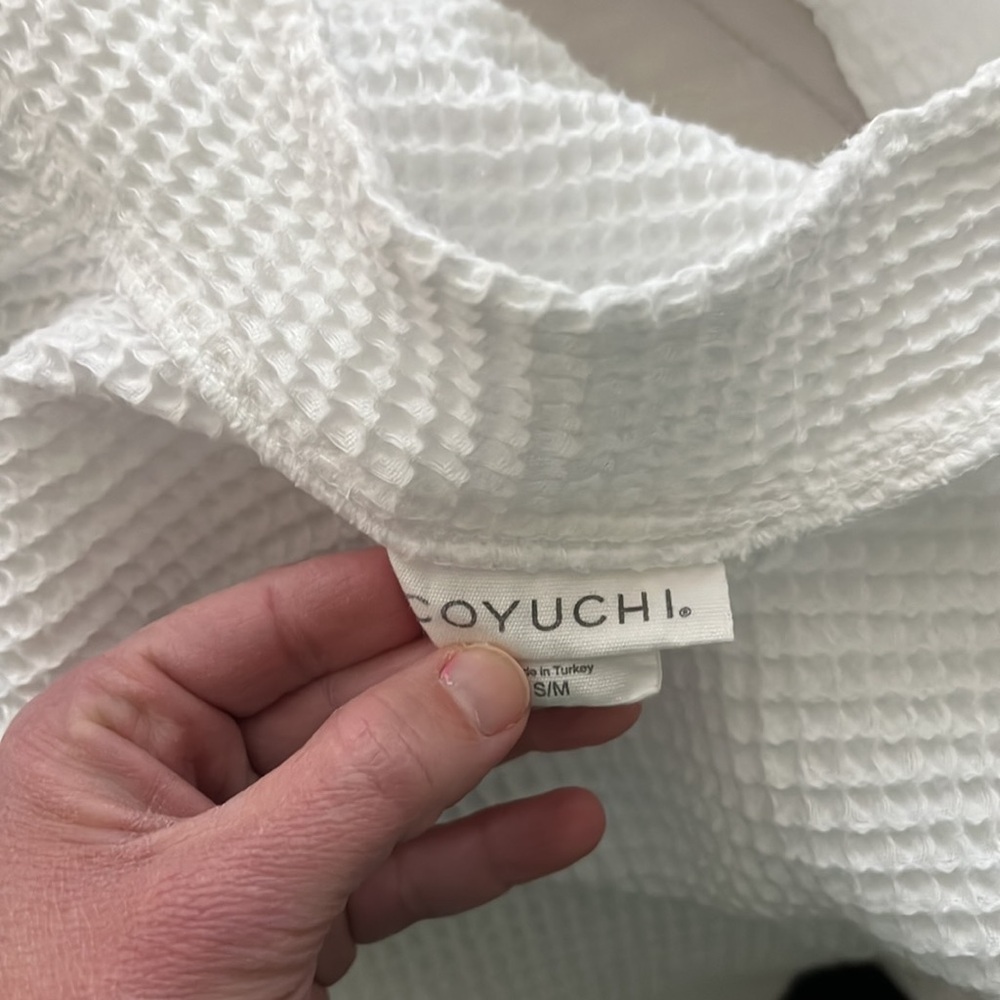COYUCHI Waffle Robe - White small/medium organic cotton - Picture 12 of 16